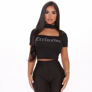 NEW! Black Women's Crop Top with Choker Detail
